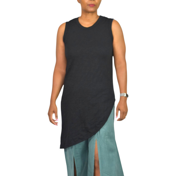 Wilt Black Slant Hem Tank Top Black Sleeveless Tee Angled Jersey Asymmetric XS - Picture 10 of 16
